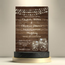 Rustikales Holz Land Mason Jar Lights Hochzeit Einladung