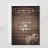 Rustikales Holz Land Mason Jar Lights Hochzeit Einladung (Rückseite)