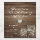 Rustikales Holz Land Mason Jars Heart Wedding Weinetikett (Einzelnes Label)