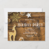 Rustikales Holz Land Pinecones Weihnachtsfest Part Einladung (Vorderseite)