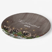 Rustikales Holz Land Pines Lights & Schnee Weihnac Pappteller (Schrägansicht)