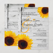Rustikales Holz Land Sonnenblumen Einladung Hochze (Vorne/Hinten)
