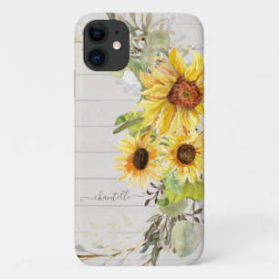 Rustikales Holz Land Sonnenblumen Wasserfarben Bl Case-Mate iPhone Hülle
