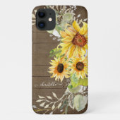 Rustikales Holz Land Sonnenblumen Wasserfarben Blü Case-Mate iPhone Hülle (Rückseite)