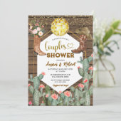 Rustikales Holz Land Stiefel Kaktus Paare Dusche Einladung (Stehend Vorderseite)