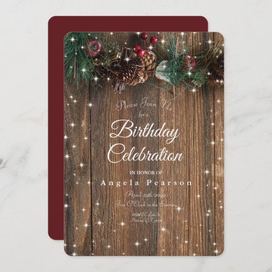 Rustikales Holz Land Weihnachten Pinakothek Züst Einladung (Vorne/Hinten)