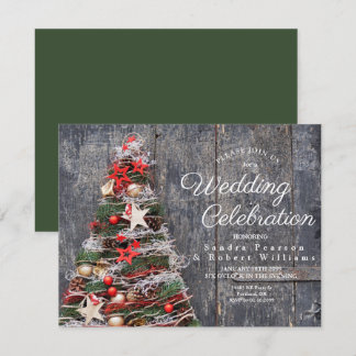 Rustikales Holz Land Weihnachtsbaum Hochzeit Einladung