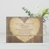 Rustikales Holz Landgut Herz Brautparty Einladung (Stehend Vorderseite)