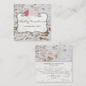 Rustikales Holz Landgut Rose Skript Business Quadratische Visitenkarte (Vorne/Hinten)