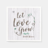 Rustikales Holz Lassend Liebe Brautparty wachsen Serviette (Vorderseite)