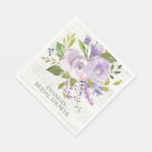Rustikales Holz Lavendel Blumendusche Papier Napki Serviette (Ecke)