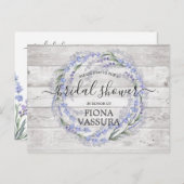Rustikales Holz Lavendel Brautparty Einladungspostkarte (Vorne/Hinten)