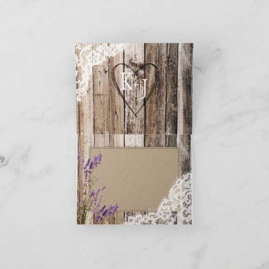 Rustikales Holz Lavendel Spitze Danke Karte (Innenseite)