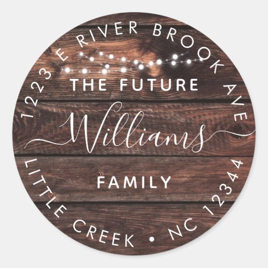 Rustikales Holz + Leuchten | Future Mr. and Mrs Ad Runder Aufkleber (Vorderseite)