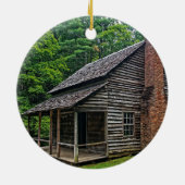 Rustikales Holz Leuchten Sterne Neue Zuhause Foto Keramik Ornament (Hinten)