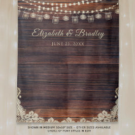 Rustikales Holz Licht Mason Jar Hochzeitskulisse H Wandteppich