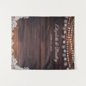 Rustikales Holz Licht Mason Jar Hochzeitskulisse H Wandteppich (Vorderseite (Horizontal))