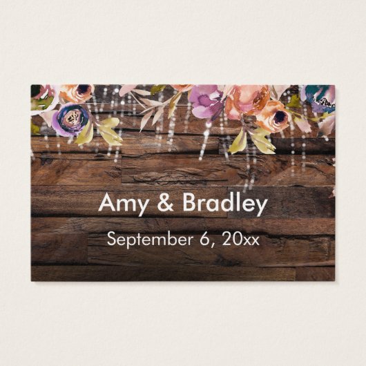 Rustikales Holz, Licht und Aquarellfarben Blume (Rückseite)