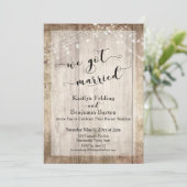 Rustikales Holz & Licht, Wir Got Verheiratet, Empf Einladung (Stehend Vorderseite)