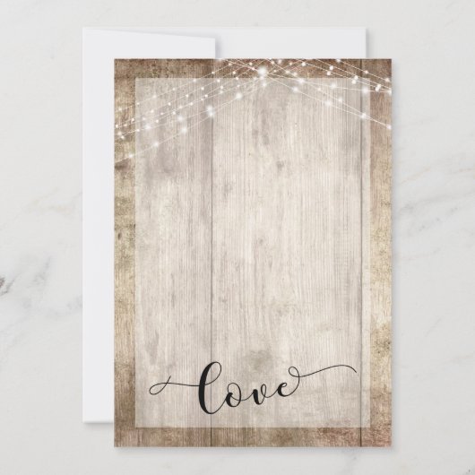 Rustikales Holz & Licht, Wir Got Verheiratet, Empf Einladung (Rückseite)