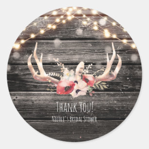 Rustikales Holz & Lichter Florale Geweihe Glam Boh Runder Aufkleber