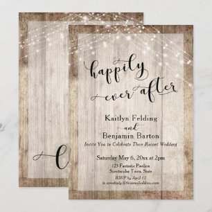 Rustikales Holz & Lichter Hochzeitsempfang für ein Einladung