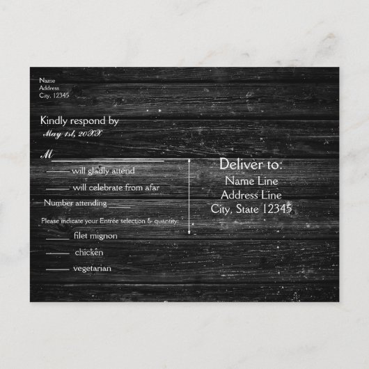 Rustikales Holz & Lights Blumenantler Boho UAWG Einladungspostkarte (Rückseite)