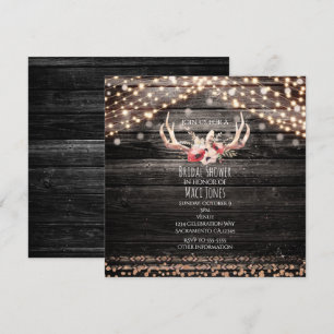 Rustikales Holz & Lights Blumenantler Einladung