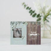 Rustikales Holz & Lights Brautparty Einladungspostkarte (Stehend Vorderseite)