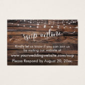 Rustikales Holz & Lights Hochzeit RSVP Online Beil (Vorderseite)
