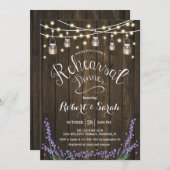 Rustikales Holz Lights Lavender Probe Abendessen Einladung (Vorne/Hinten)