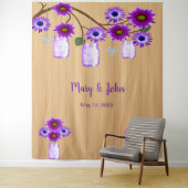 Rustikales Holz Lila Blumenmason Jar Foto Hintergr Wandteppich (Beispiel)