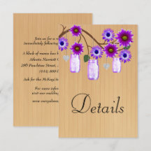 Rustikales Holz Lila florale Mason Jars Details