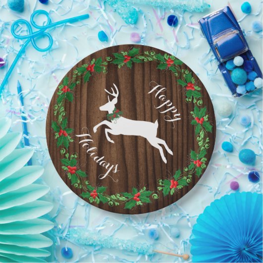 Rustikales Holz-Look Holiday Paper Plate Pappteller (Party)