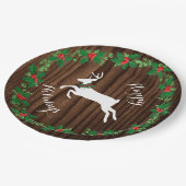 Rustikales Holz-Look Holiday Paper Plate Pappteller (Schrägansicht)