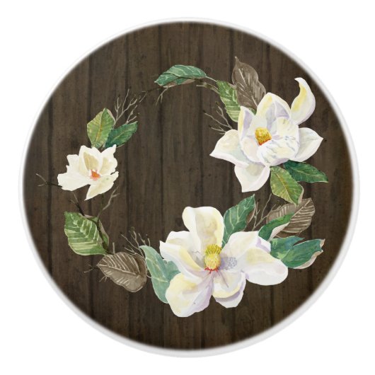 Rustikales Holz Magnolia Flora Aquäduktion Bauernh Keramikknauf (Vorderseite)