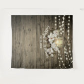 Rustikales Holz Magnolia Laternenleuchten Hochzeit Wandteppich (Vorderseite (Horizontal))