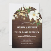 Rustikales Holz Magnolia Lights Südliche Hochzeit Einladung (Vorderseite)