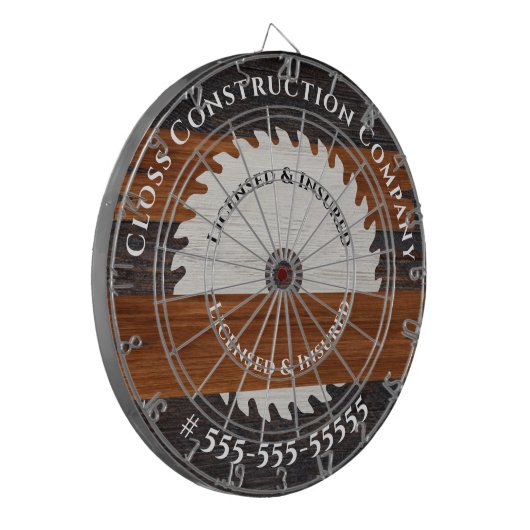 Rustikales Holz Marketing Bauschreiner Dartscheibe (Vorderseite Links)