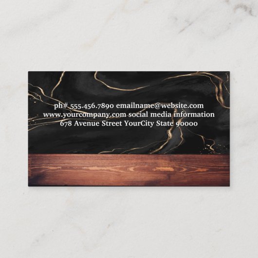 Rustikales Holz | Marmor | Real Anwesen Logo Visitenkarte (Rückseite)