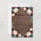 Rustikales Holz Marsala Hochzeitsempfang Details Einladung (Rückseite)