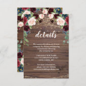 Rustikales Holz Marsala Hochzeitsempfang Details Einladung (Vorne/Hinten)