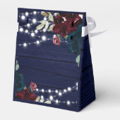 Rustikales Holz Marsala & Navy Blauer Blumen Geschenkschachtel (Rückseite)