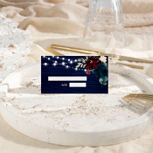 Rustikales Holz Marsala & Navy Blauer Blumen