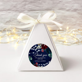 Rustikales Holz Marsala & Navy Blauer Blumen Runder Aufkleber