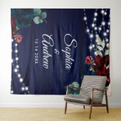 Rustikales Holz Marsala & Navy Blauer Blumen Wandteppich (Beispiel (Horizontal))