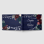 Rustikales Holz Marsala & Navy Blumen Hochzeit Gästebuch (Voll)