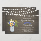 Rustikales Holz & Mason Jar Bridal Dusche Einladun Einladung (Vorne/Hinten)