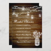 Rustikales Holz Mason Jar Bridal Dusche Einladung (Vorne/Hinten)