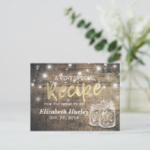 Rustikales Holz Mason Jar Lights Brautparty Rezept Einladungspostkarte (Stehend Vorderseite)